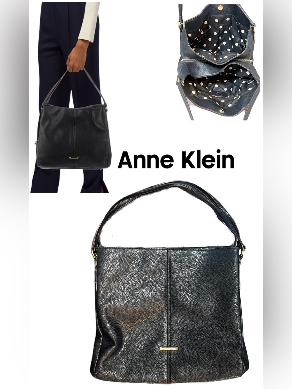 Anne Klein Kickstart Hobo bag with gold tone accents